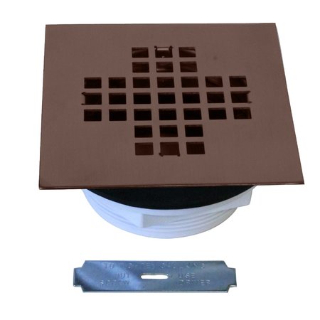 WESTBRASS 2" Sch 40 PVC Shower Drains W/ 4-1/4" Square Cover in Oil Rubbed Bronze D206PS-12